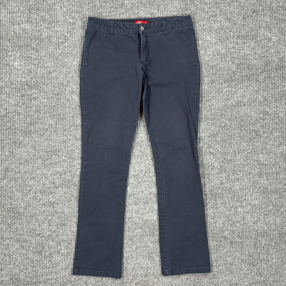 Dickies Womens Slim Straight Work Pants Size 9 Navy Chino Uniform Low Rise